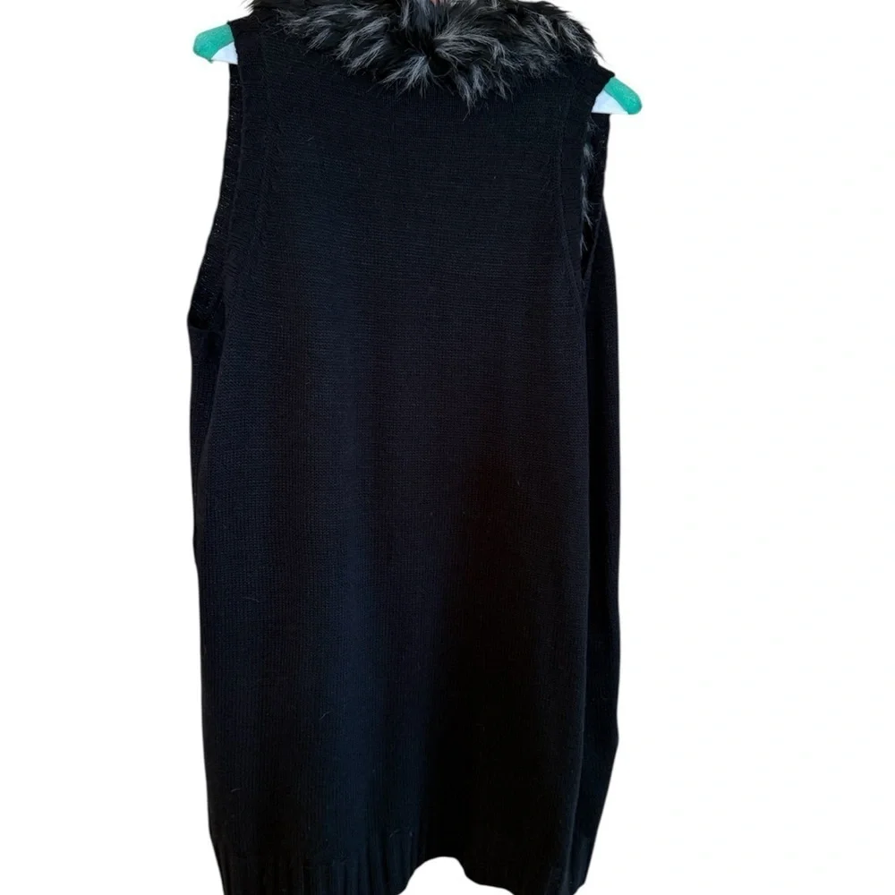 DASH KimK Black Sweater with Faux Fur Trim